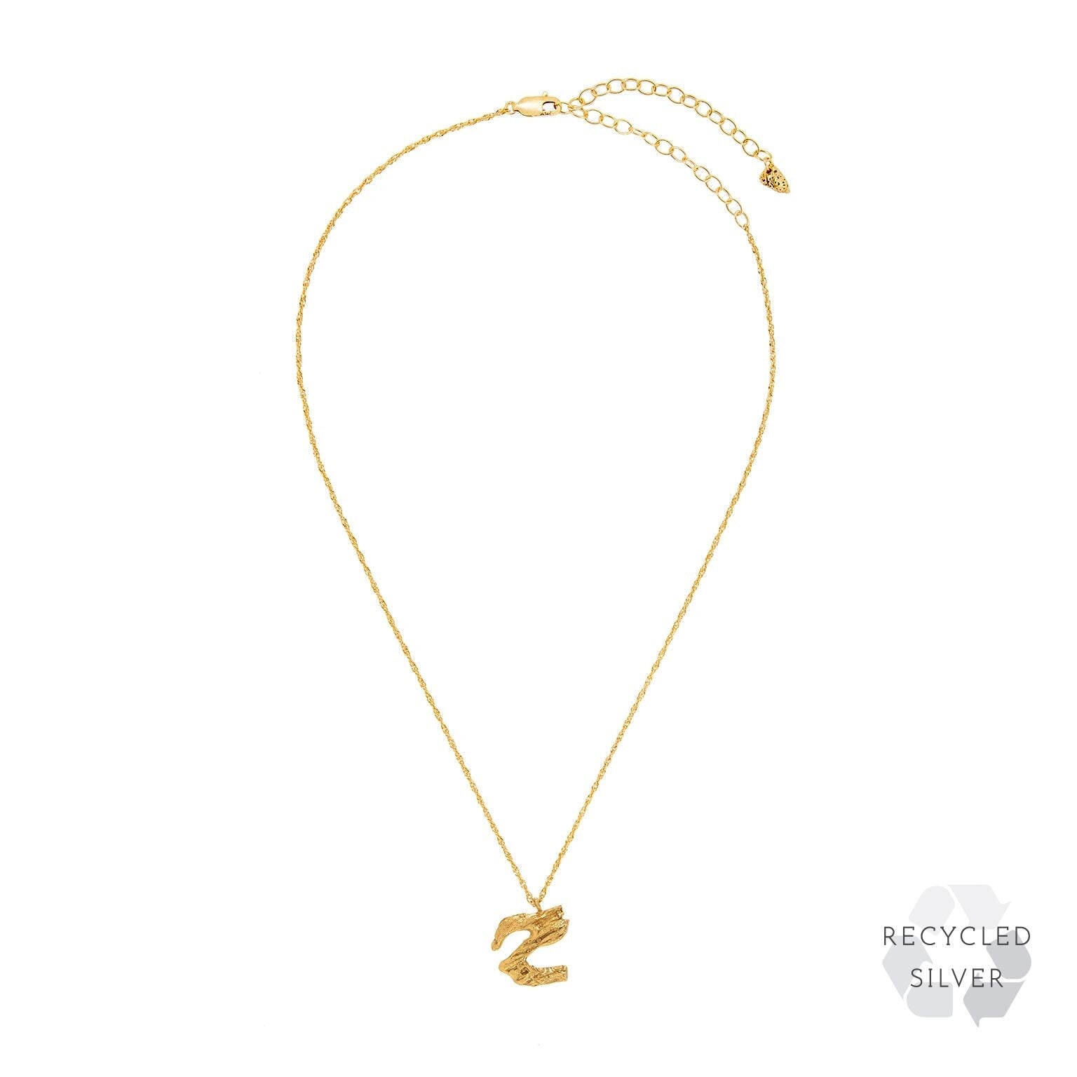 Z Alphabet recycled silver necklace gold