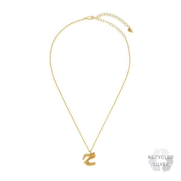 Z Alphabet recycled silver necklace gold