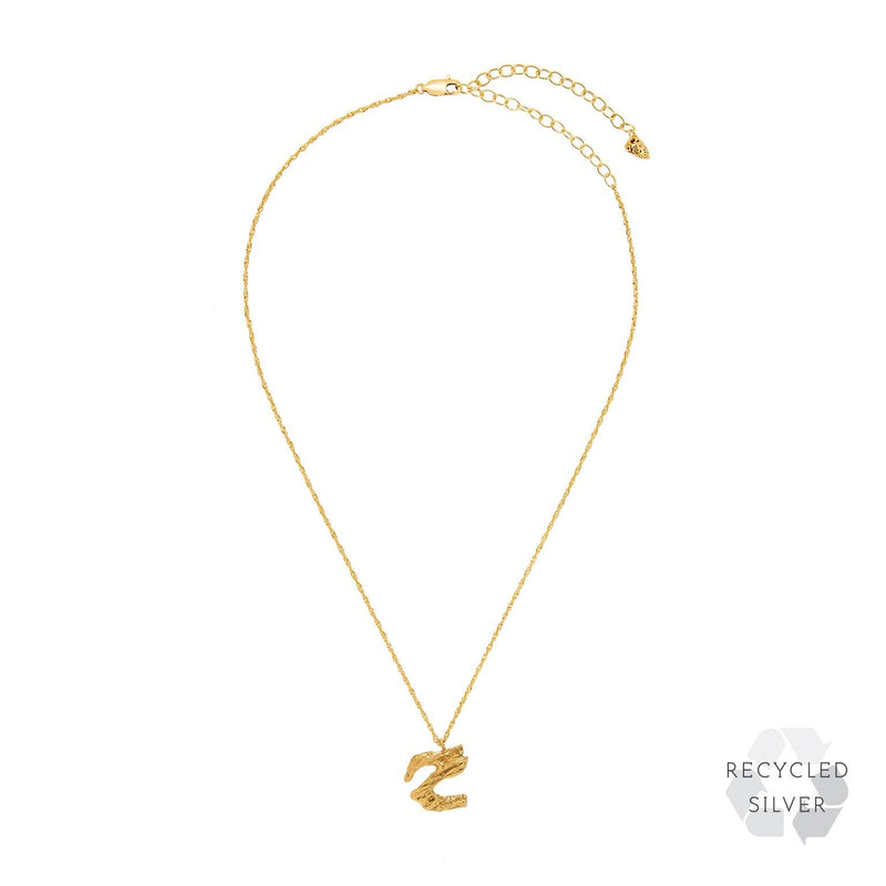 Z Alphabet recycled silver necklace gold