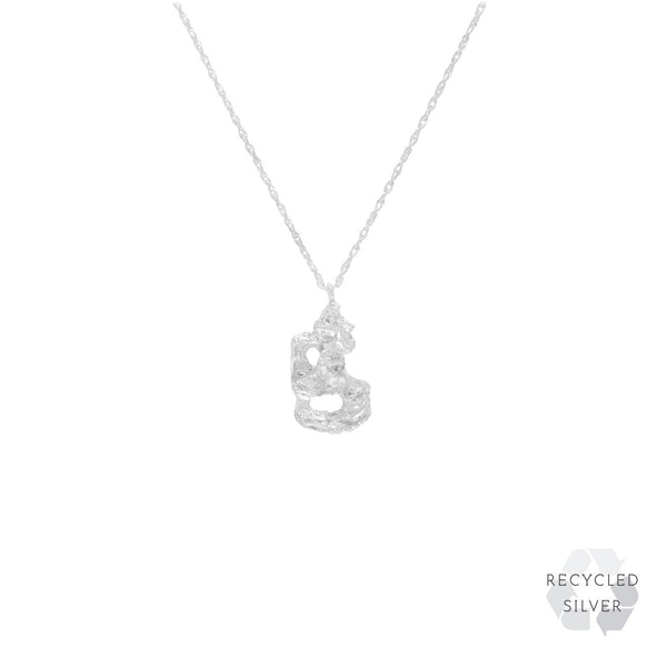 B Alphabet recycled silver necklace