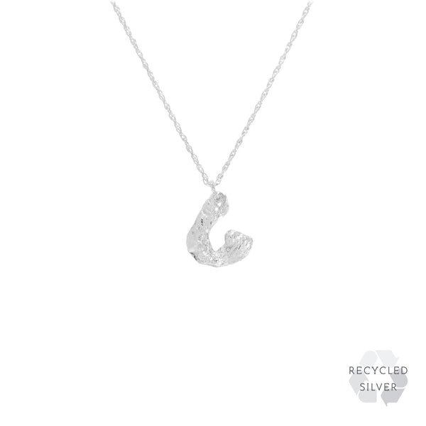 C Alphabet recycled silver necklace