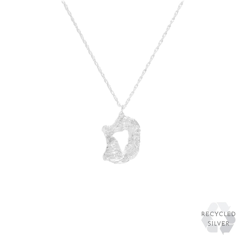 D Alphabet recycled silver necklace