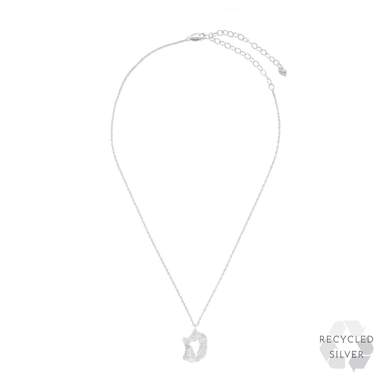 D Alphabet recycled silver necklace