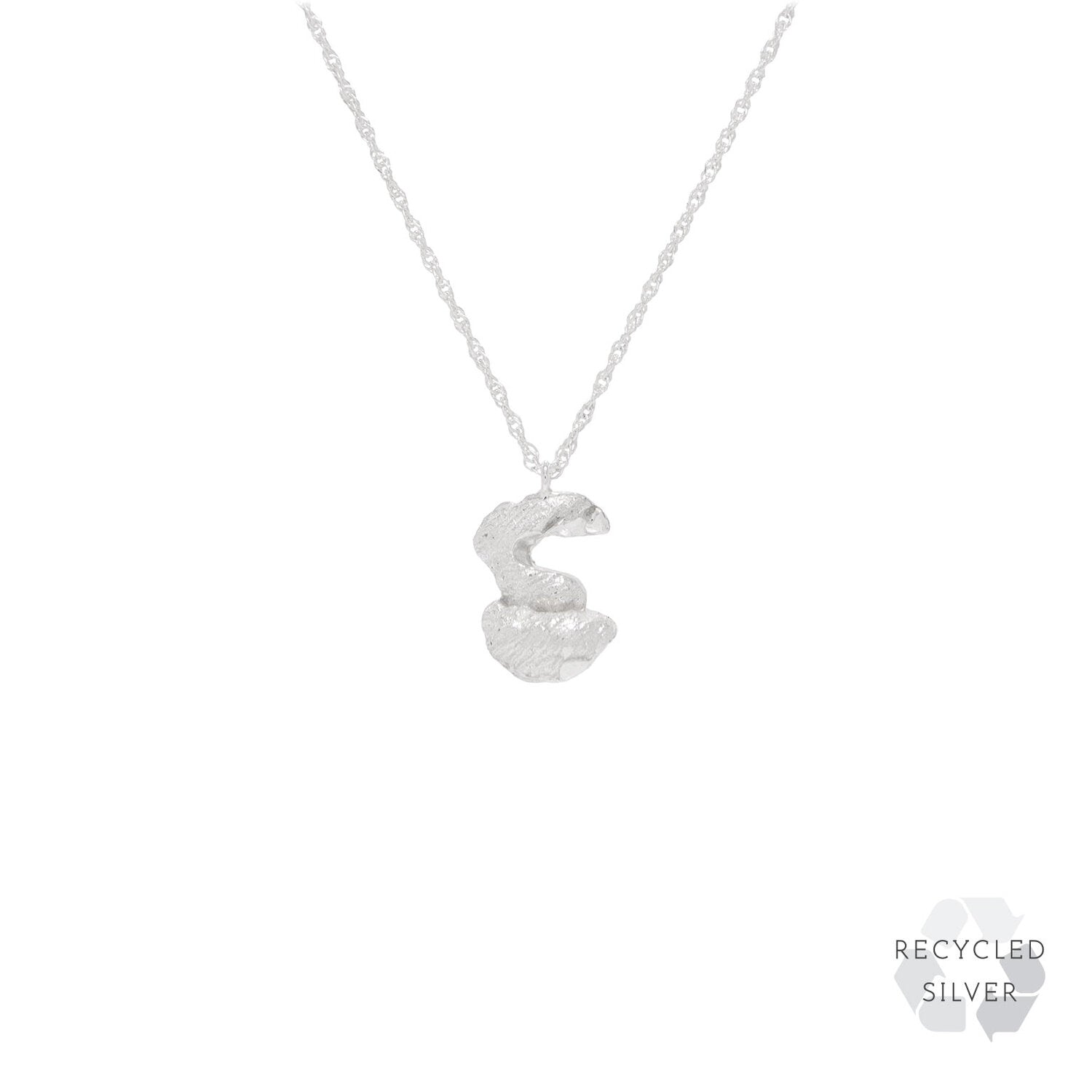 E Alphabet recycled silver necklace