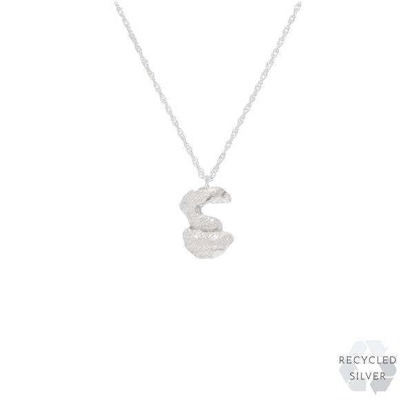 E Alphabet recycled silver necklace