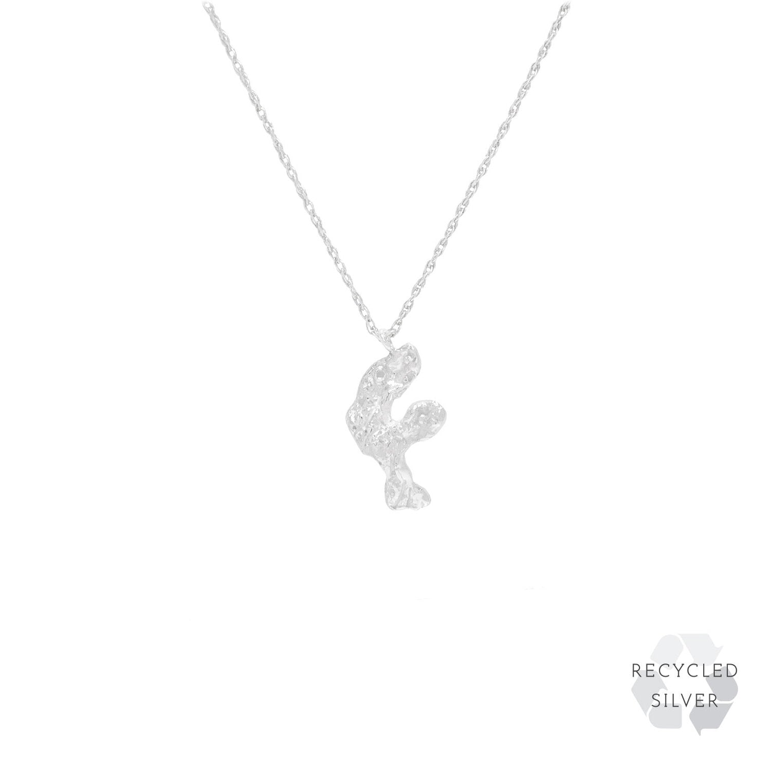 F Alphabet recycled silver necklace