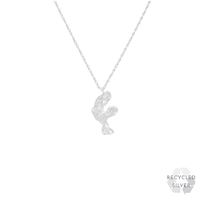 F Alphabet recycled silver necklace