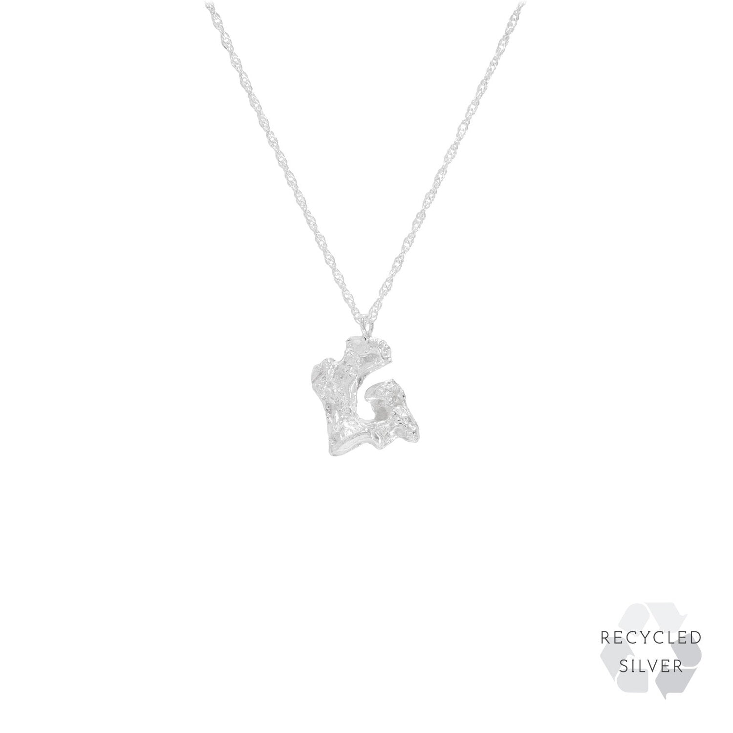 G Alphabet recycled silver necklace