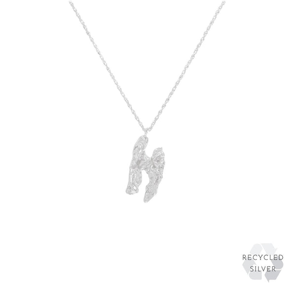 H Alphabet recycled silver necklace