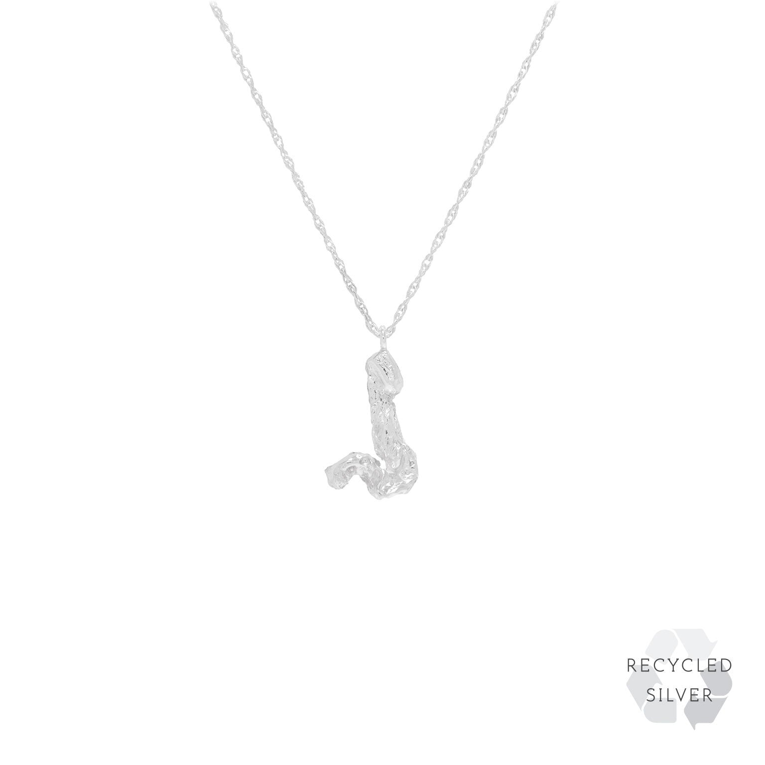 J Alphabet recycled silver necklace