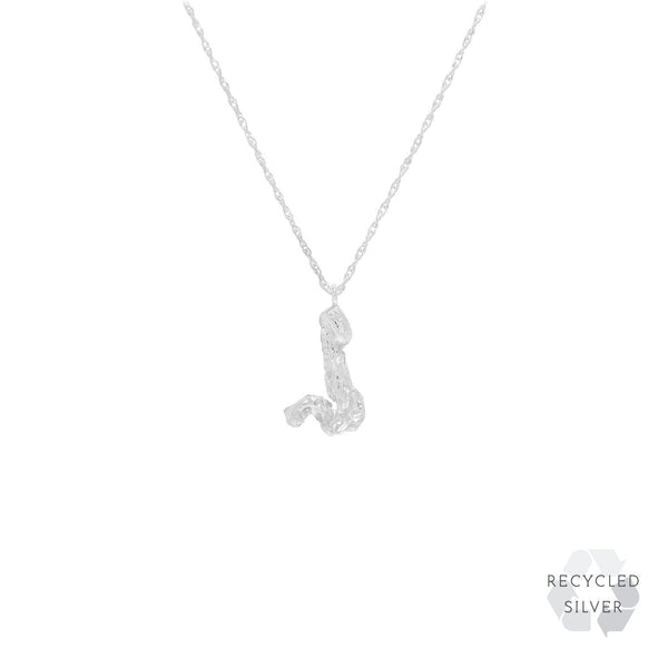 J Alphabet recycled silver necklace