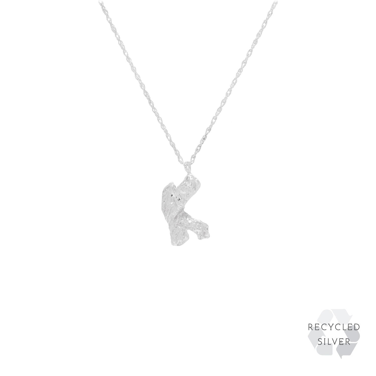 K Alphabet recycled silver necklace