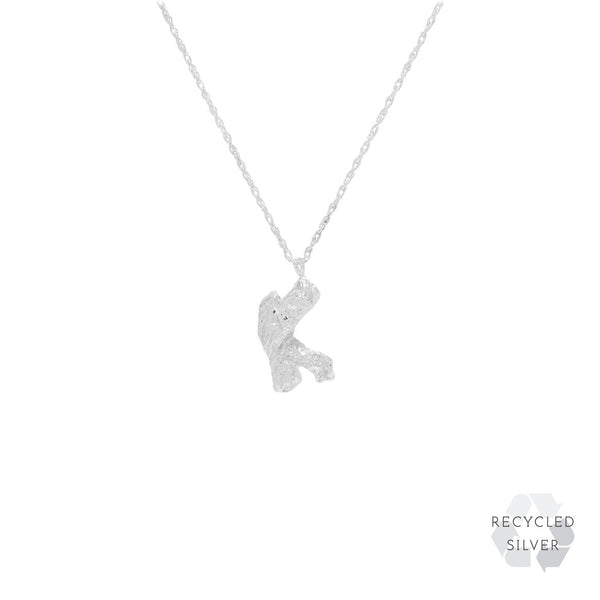 K Alphabet recycled silver necklace