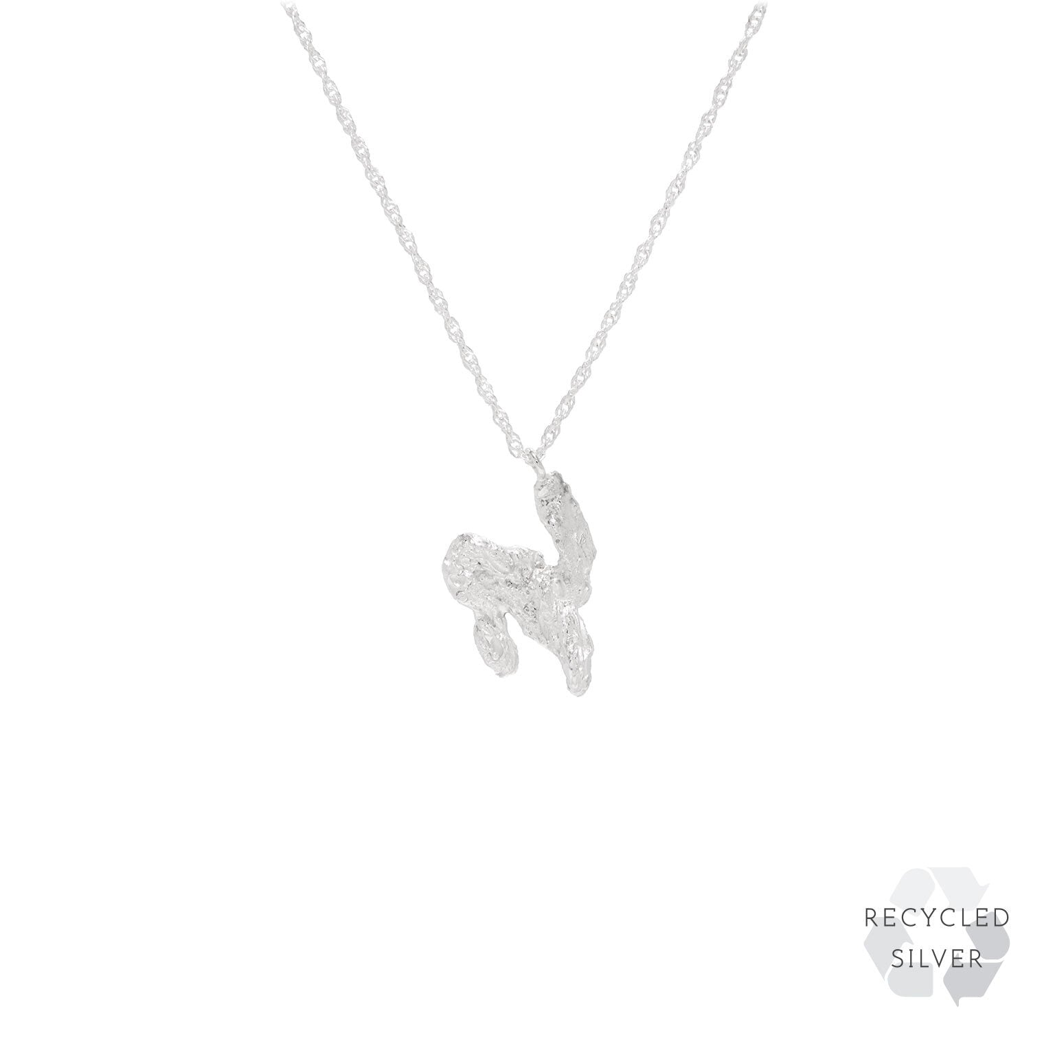 N Alphabet recycled silver necklace