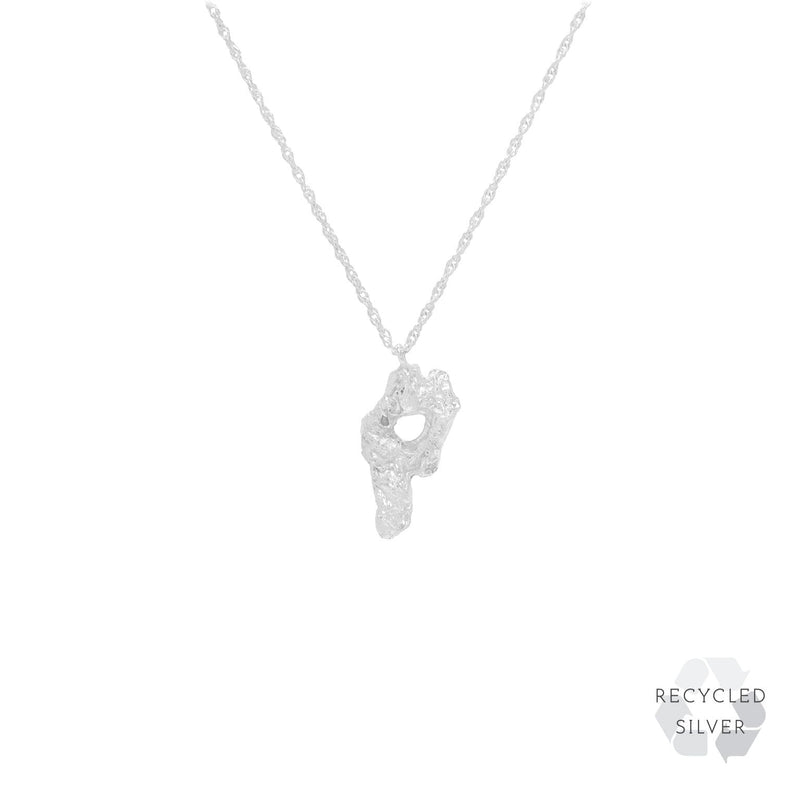 P Alphabet recycled silver necklace