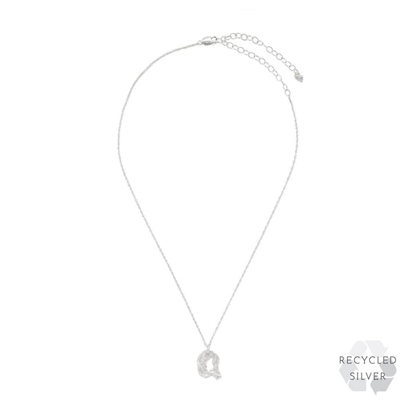 Q Alphabet recycled silver necklace