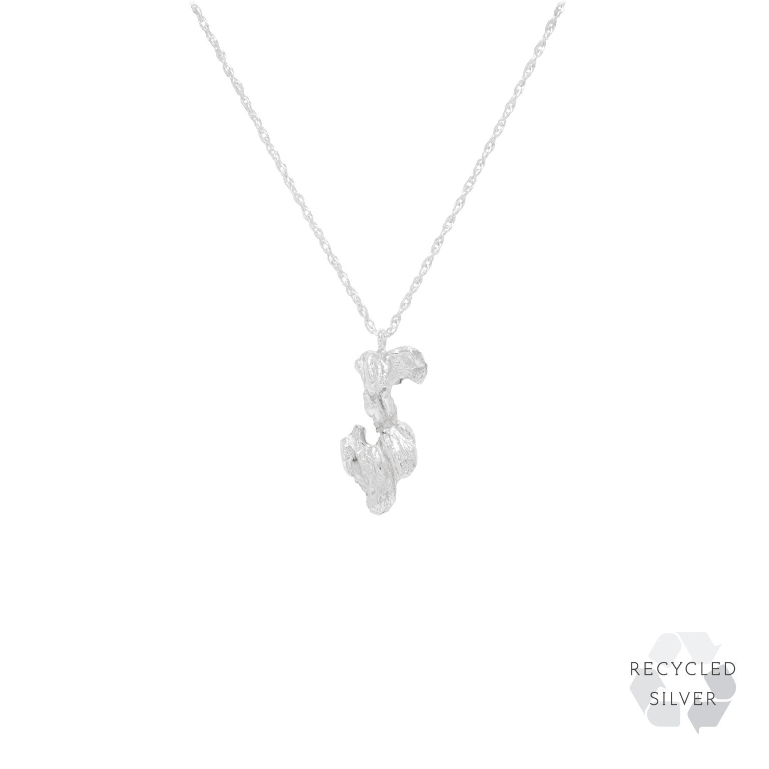 S Alphabet recycled silver necklace