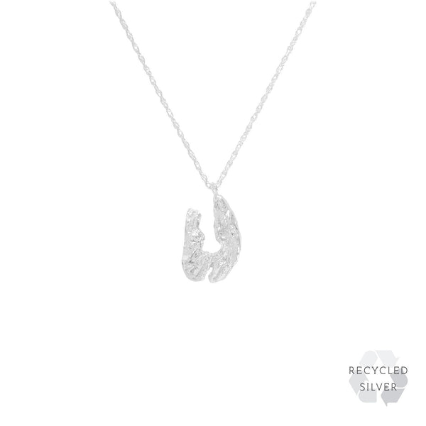U Alphabet recycled silver necklace