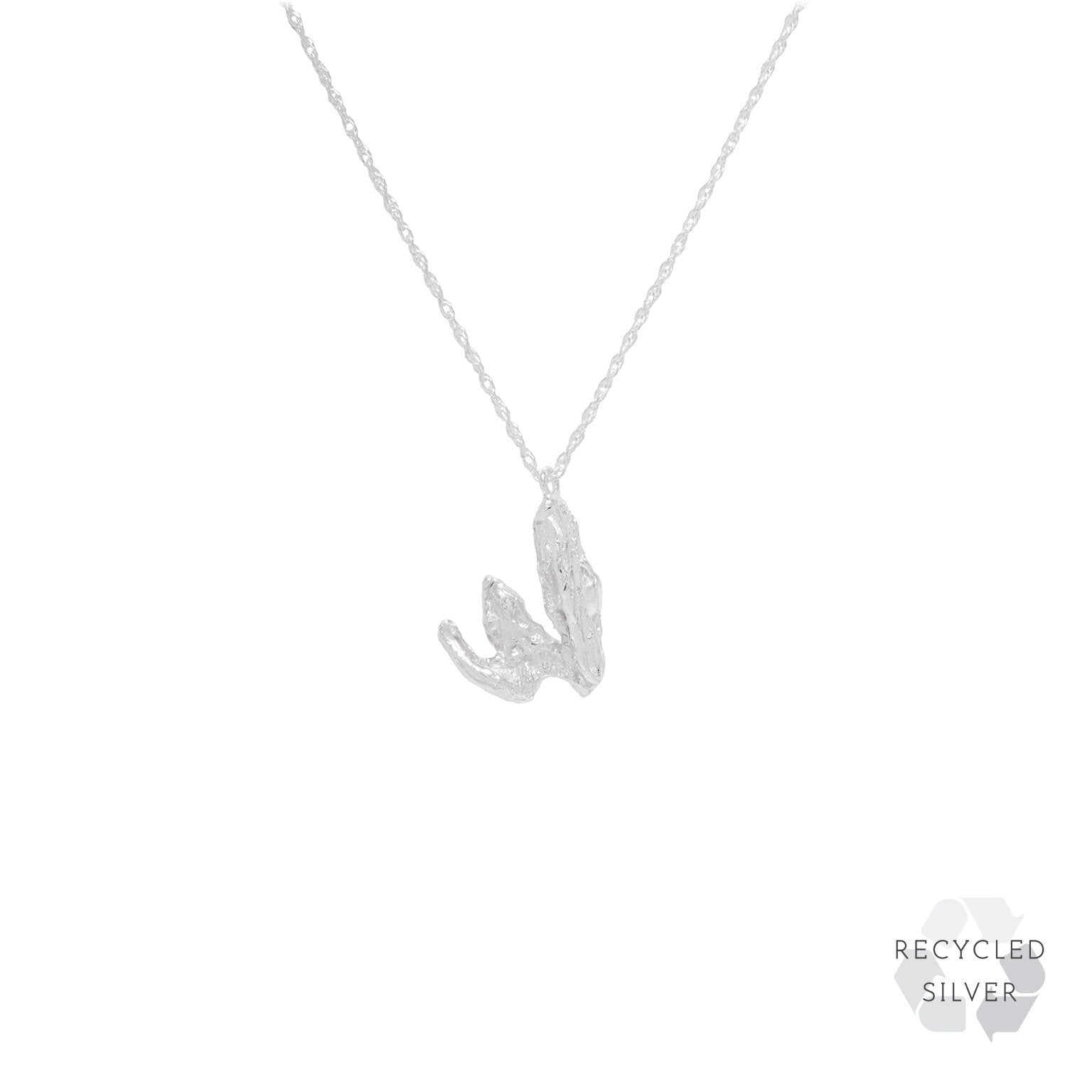 W Alphabet recycled silver necklace