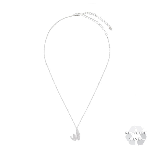 W Alphabet recycled silver necklace