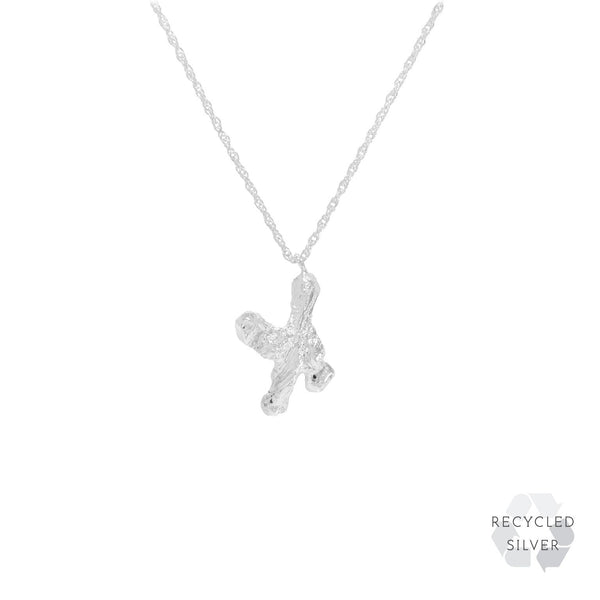 X Alphabet recycled silver necklace