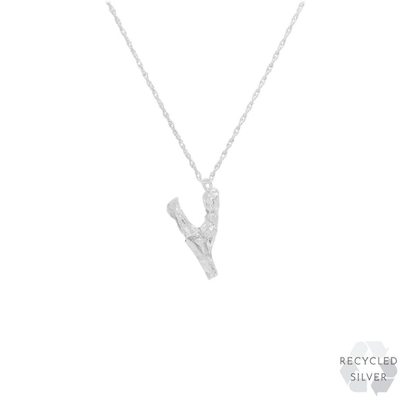 Y Alphabet recycled silver necklace