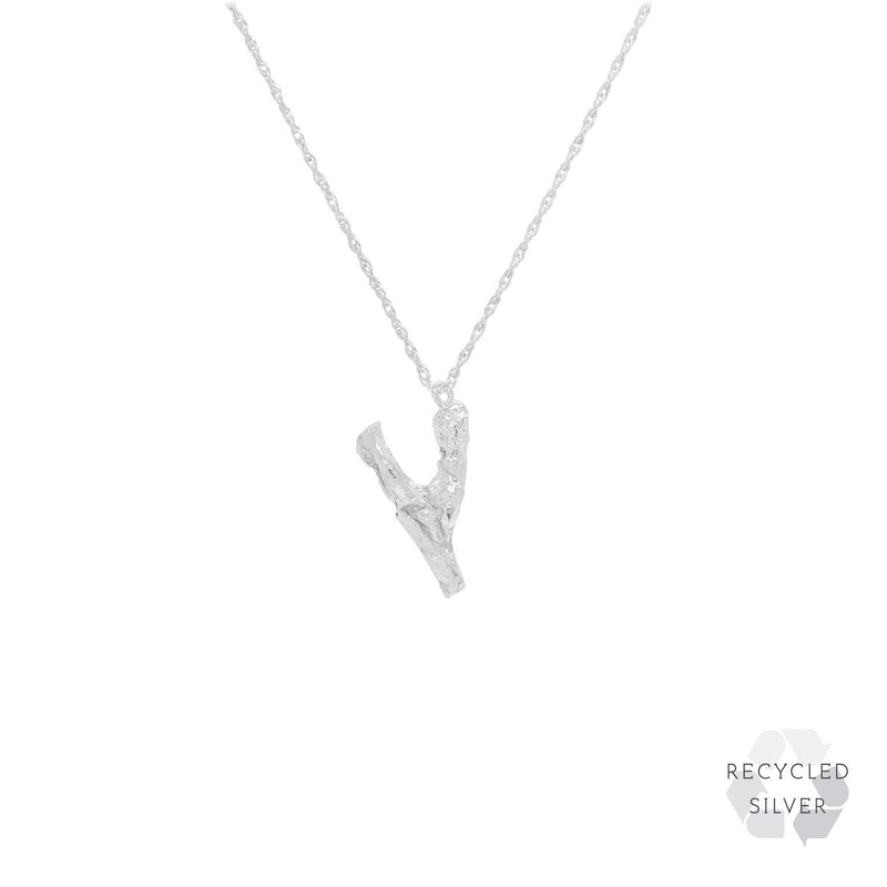 Y Alphabet recycled silver necklace
