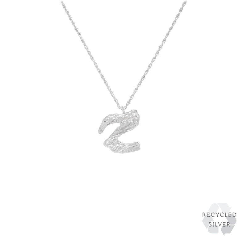 Z Alphabet recycled silver necklace