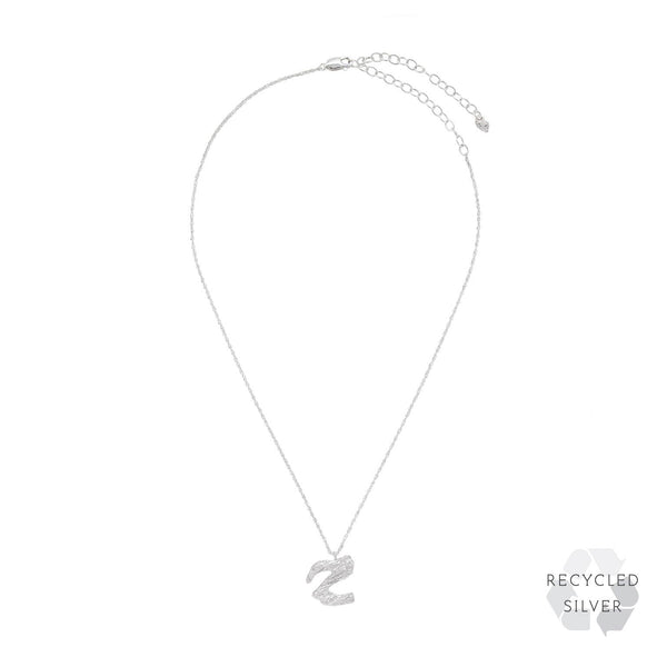 Z Alphabet recycled silver necklace