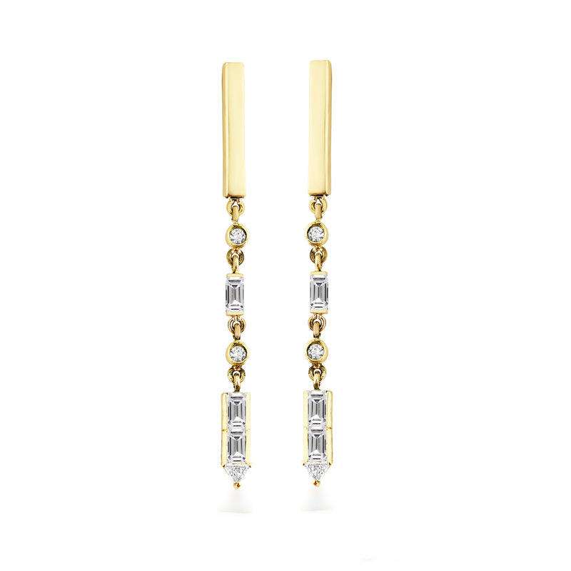 18ct Gold Artisia Bar Diamond Earrings