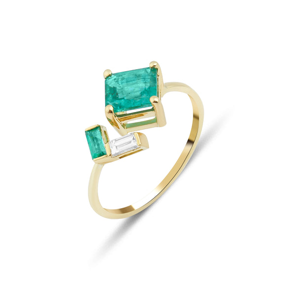 18ct Gold Artisia Emerald Open Ring