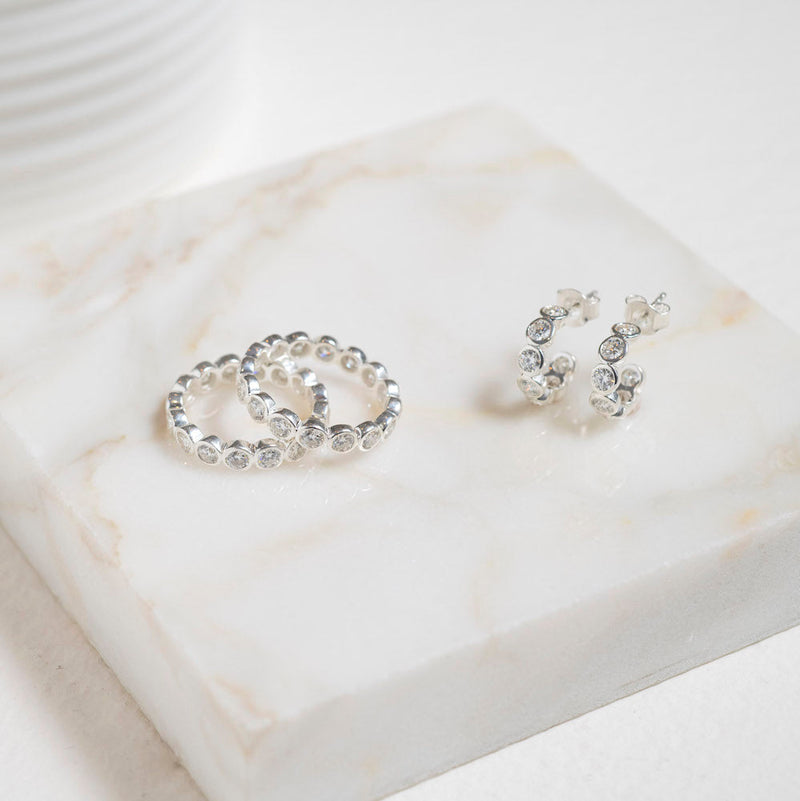 Ortigia Mini Moissanite & Silver Hoop Earrings