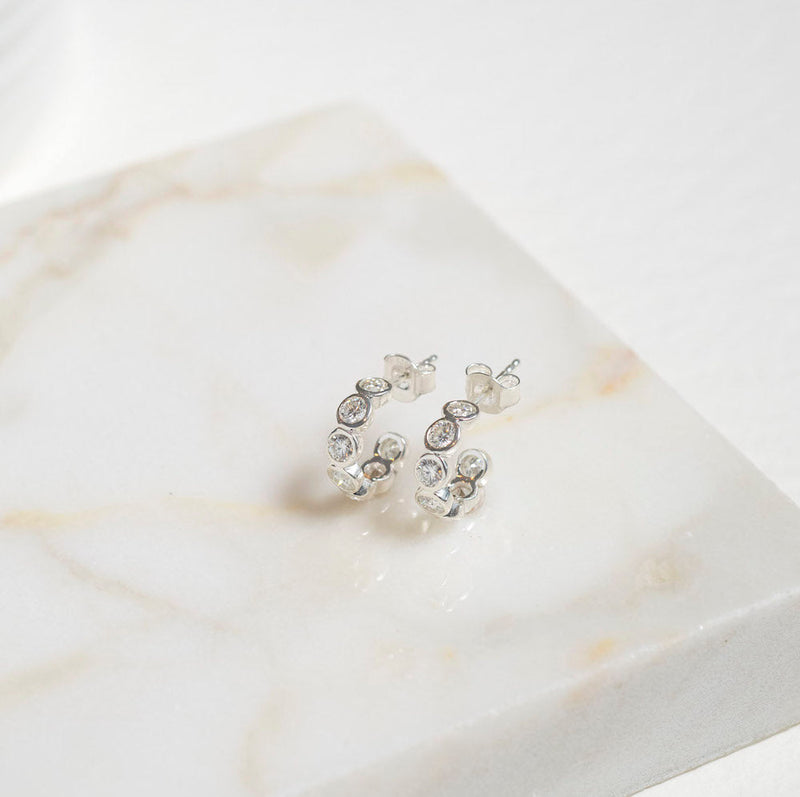 Ortigia Mini Moissanite & Silver Hoop Earrings