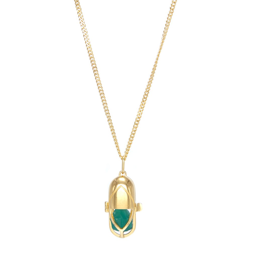 Capsule Crystal Pendant Gold
