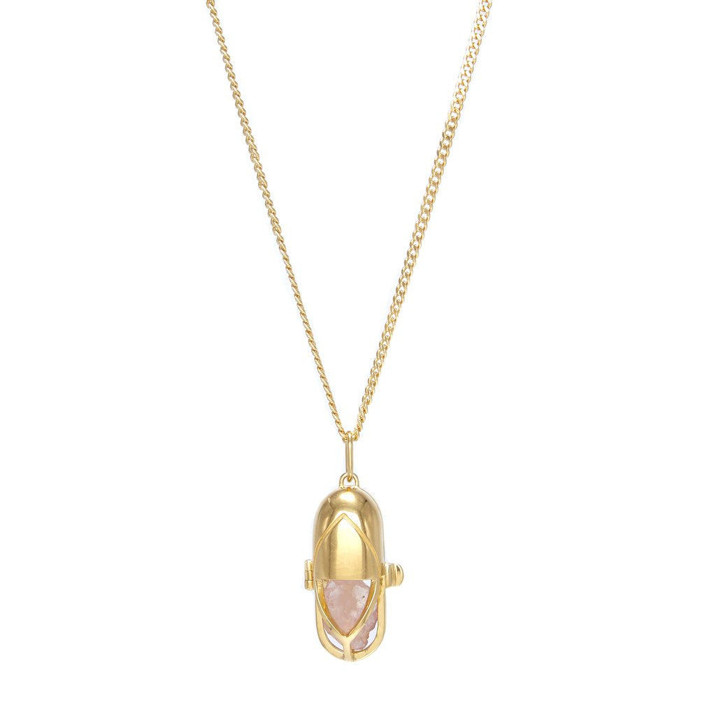 Capsule Crystal Pendant Gold