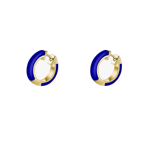Zoe Huggies Navy Blue Ceramic Hoop Earrings