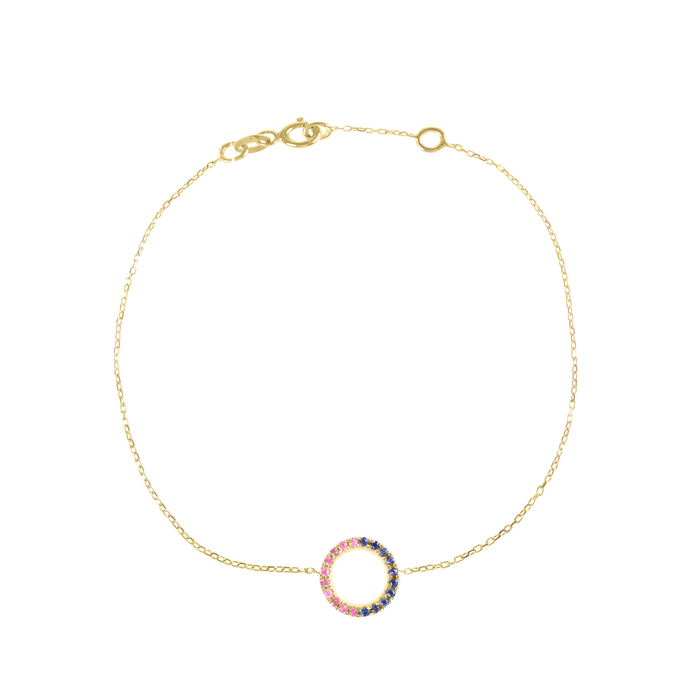 18ct Gold Claire Eternity Bracelet with pink and blue sapphires
