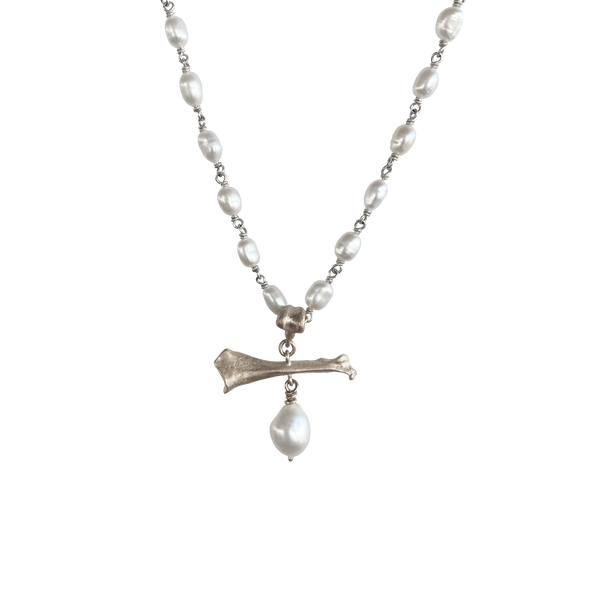 Caspian Silver Pearl Necklace