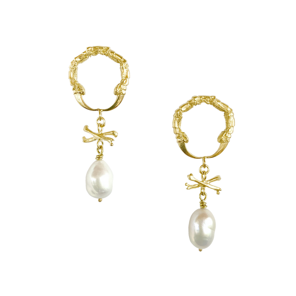 Eurydice Pearl Drop Earrings Gold
