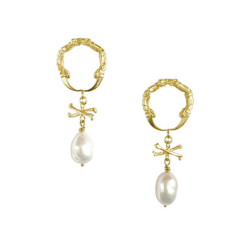 Eurydice Pearl Drop Earrings Gold