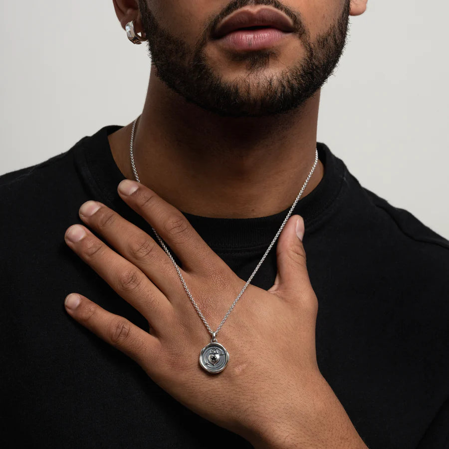 Men's Dark Flaming Heart Talisman Necklace