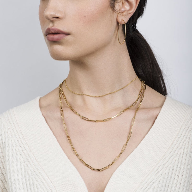 Elemental Rectangular Thick Chain Necklace - Yellow Gold