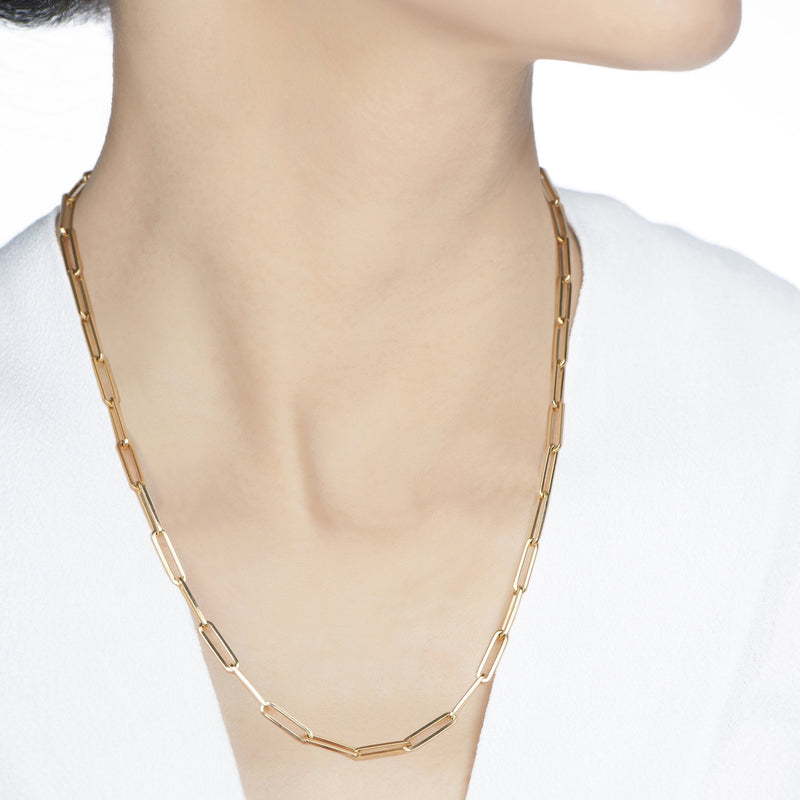 Elemental Rectangular Thick Chain Necklace - Yellow Gold