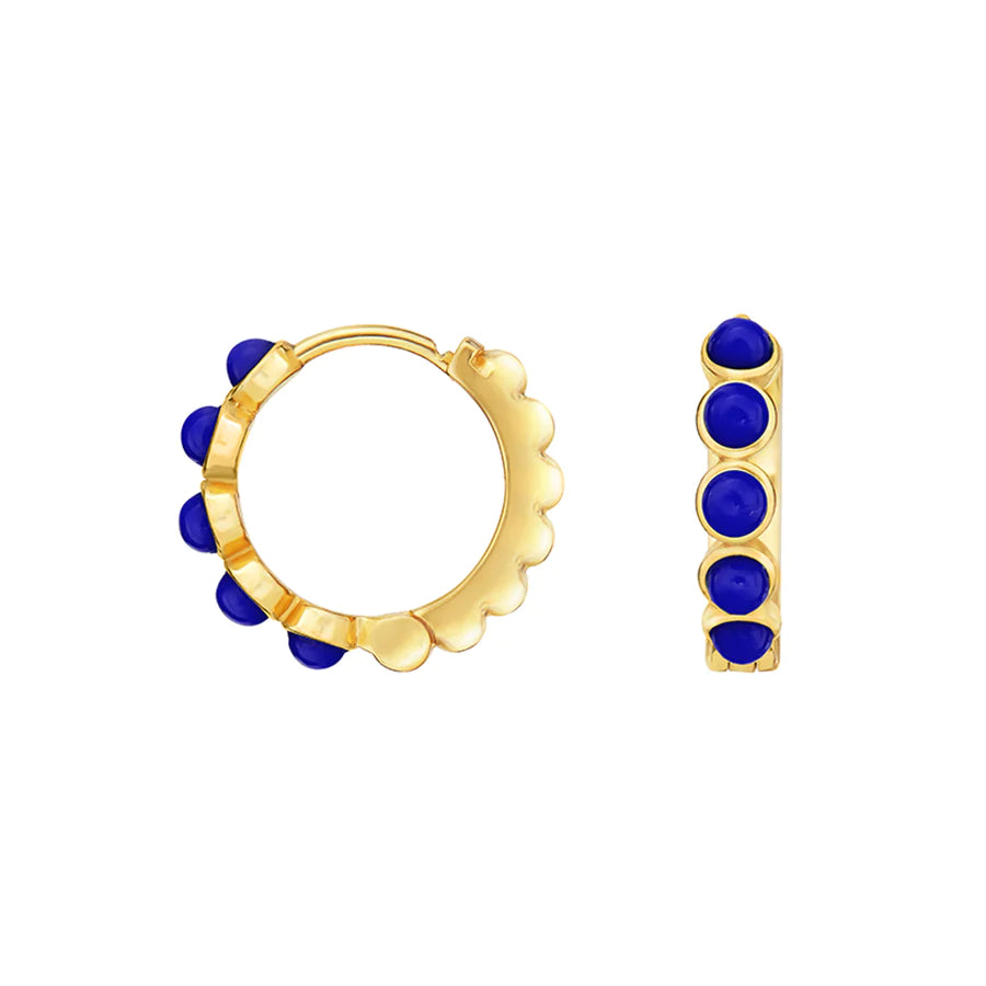 Medium Azure Lapis Huggie Hoops