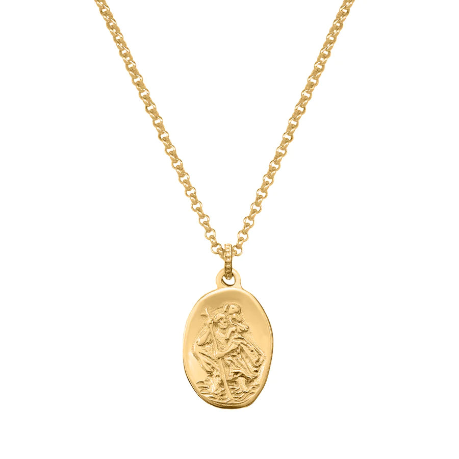 Men's Engravable St. Christopher Story Necklace