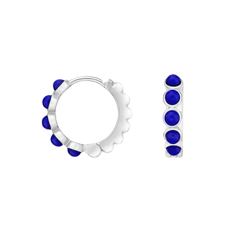 Medium Azure Lapis Huggie Hoops