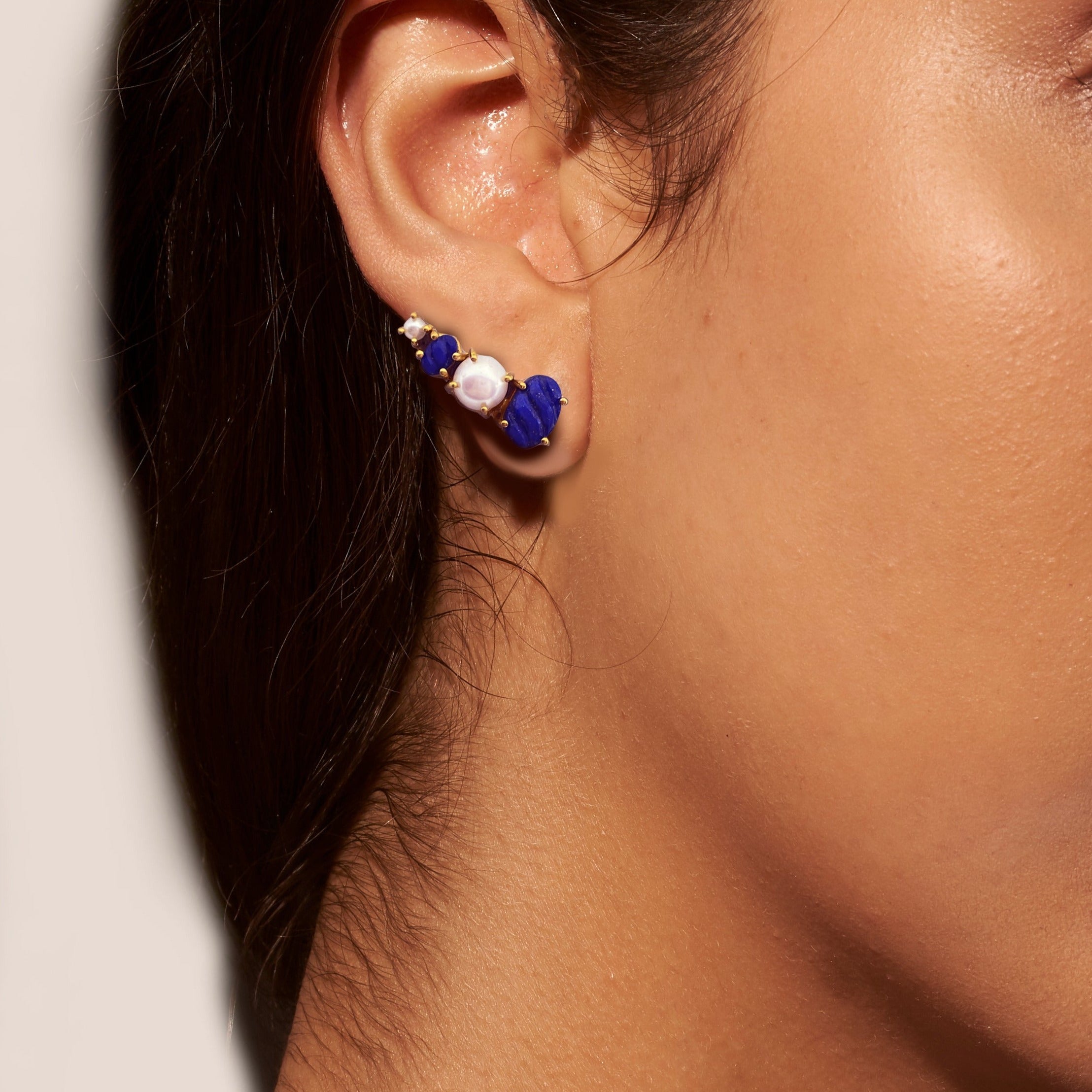 Lapis and Pearl Ear Climbers