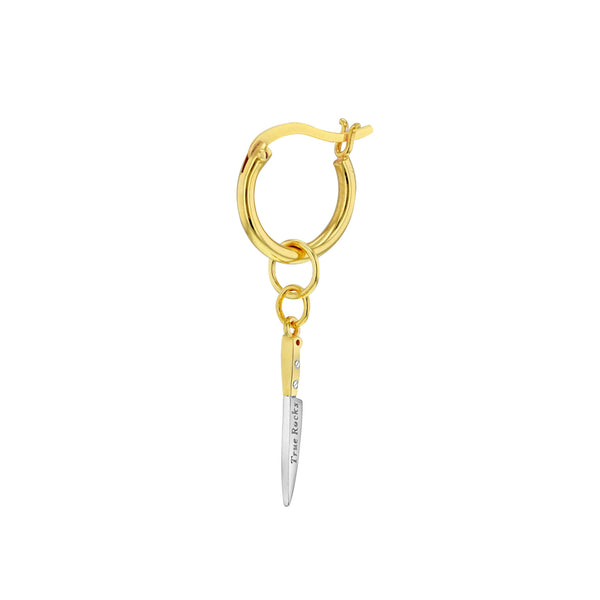 2 Tone Knife Earring in Gold