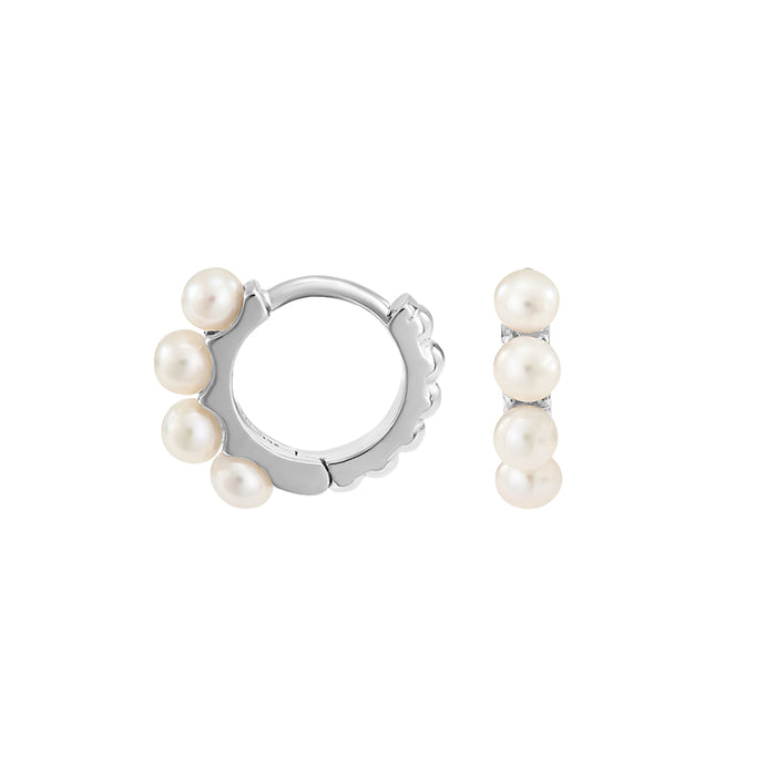 Small Timeless Pearl Huggie Hoops