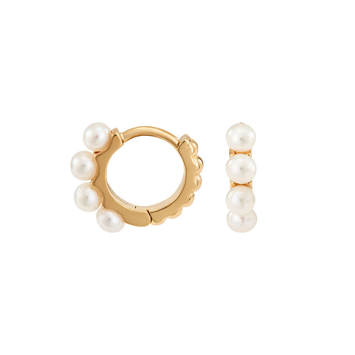 Small Timeless Pearl Huggie Hoops